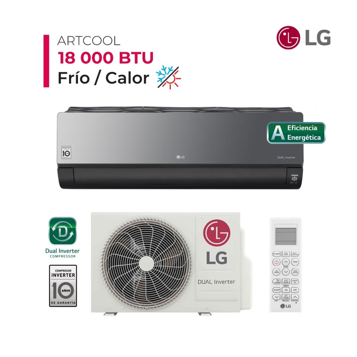 LG - Aire Acondicionado LG Split Pared de 18000 BTUH Artcool FríoCalor
