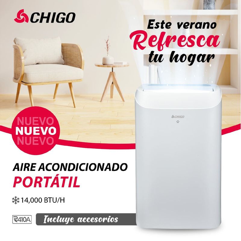 CHIGO - Aire Acondicionado Portátil Chigo de 14000 BTUH Convencional Frío Solo