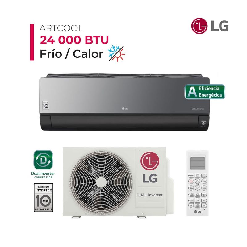 LG - Aire Acondicionado LG Split Pared de 24000 BTUH Artcool FríoCalor