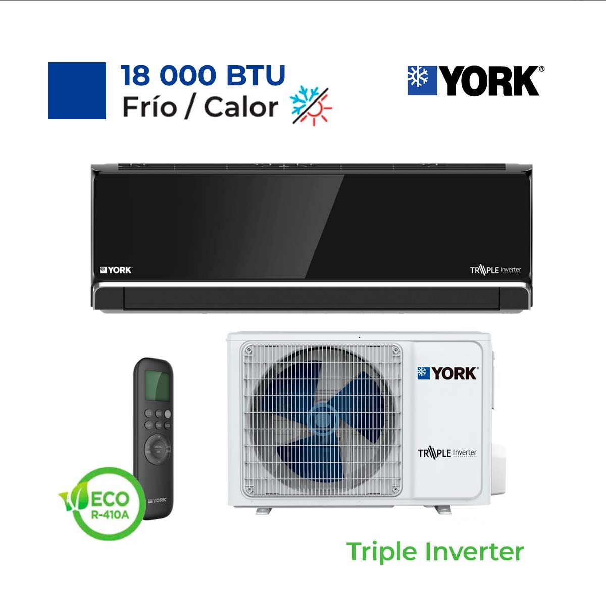 YORK - Aire Acondicionado York Split Pared de 18000 BTUH Triple Inverter FríoCalor