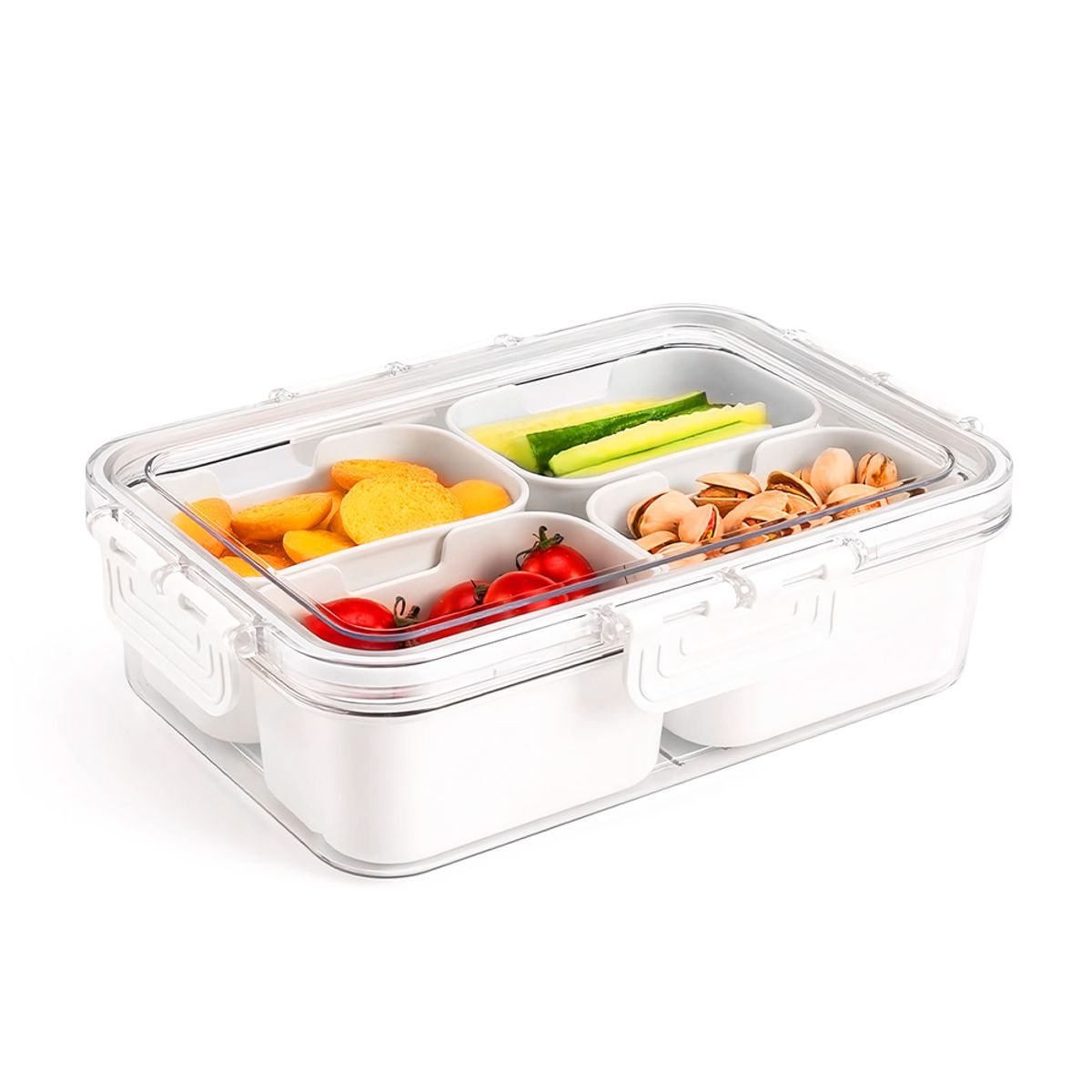 KELLER - Táper Hermético de Alimentos con 4 Divisiones Desmontable Blanco A27