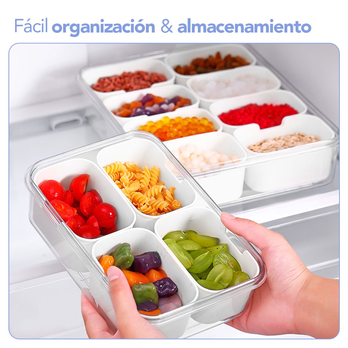 KELLER - Táper Hermético de Alimentos con 4 Divisiones Desmontable Blanco A27