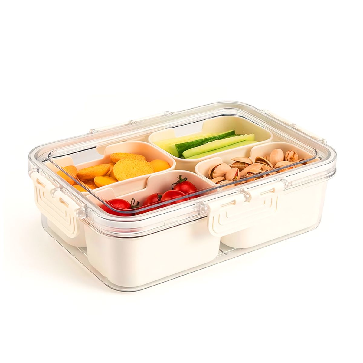 KELLER - Táper Hermético de Alimentos con 4 Divisiones Desmontable Crema A27