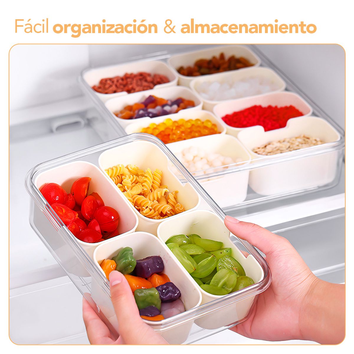 KELLER - Táper Hermético de Alimentos con 4 Divisiones Desmontable Crema A27