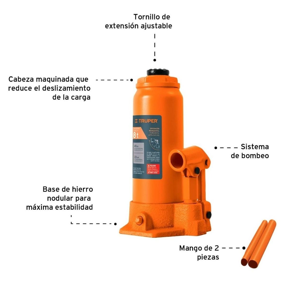 Truper - Gata botella de 8 toneladas Truper