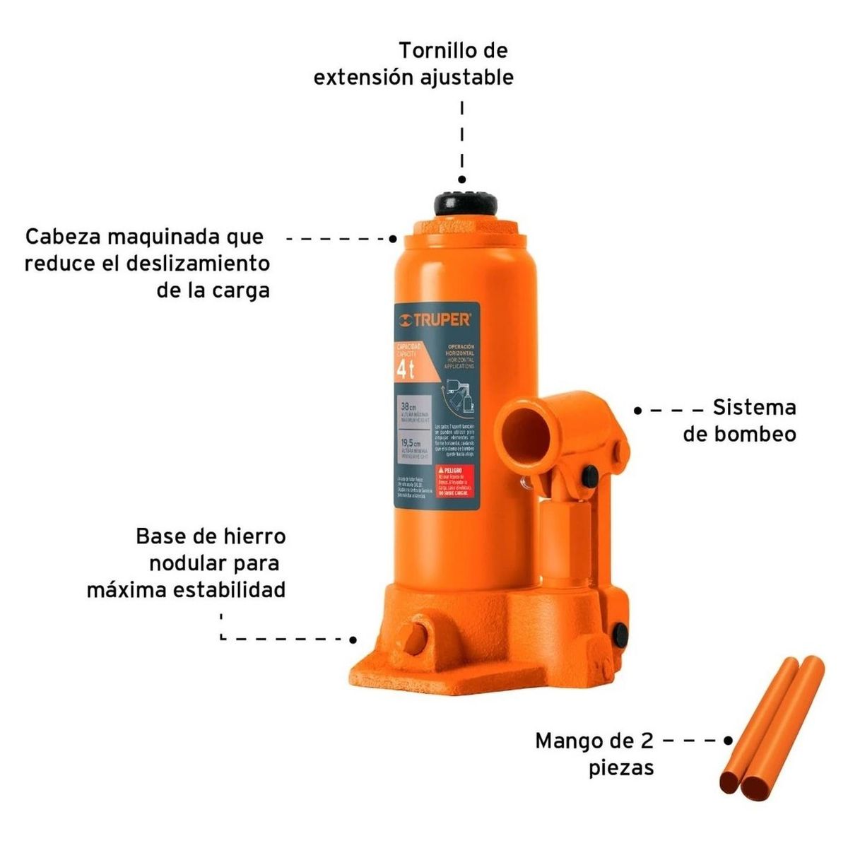 Truper - Gata botella de 4 toneladas Truper