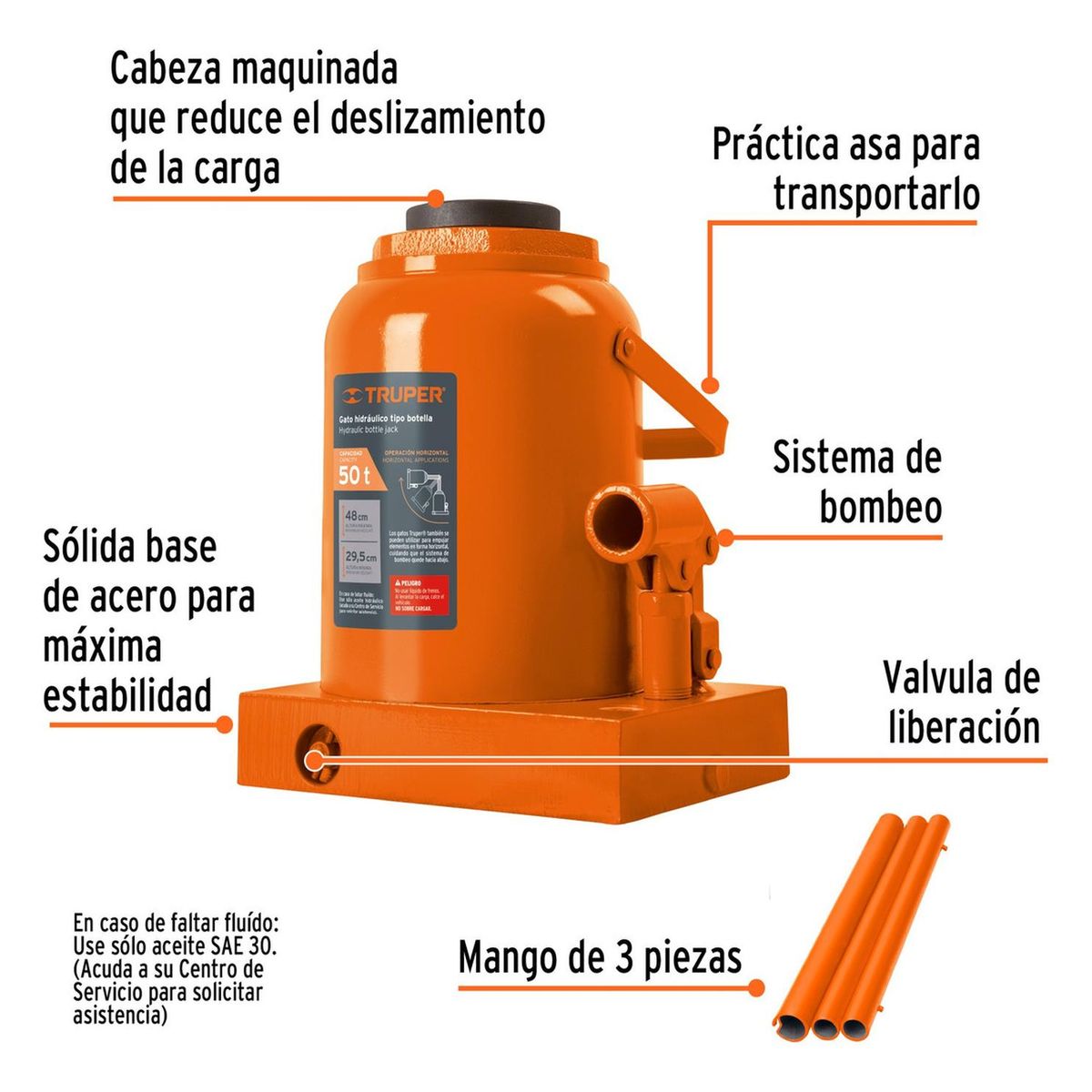 TRUPER - Gata botella de 50 toneladas Truper