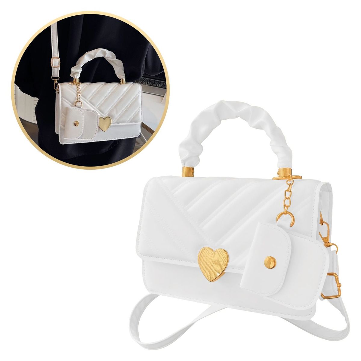 BUYPAL - Bolso Pequeño Corazón con Monedero Elegante CARTERA-A1152-BLANCO_.