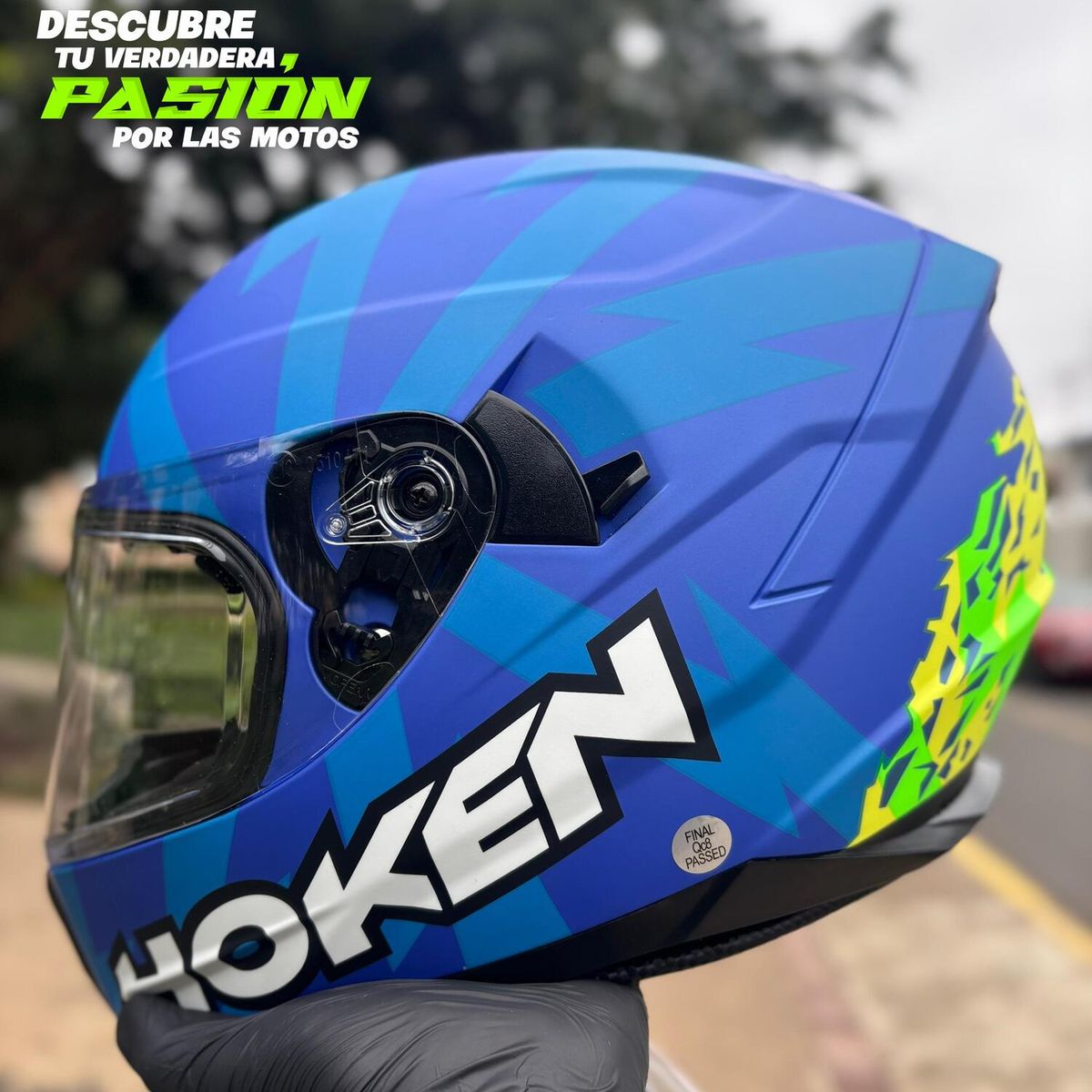 GENERICO - CASCO HOKEN AZUL VISOR TRANSPARENTE CERTIFICADO TALLA ¨M¨