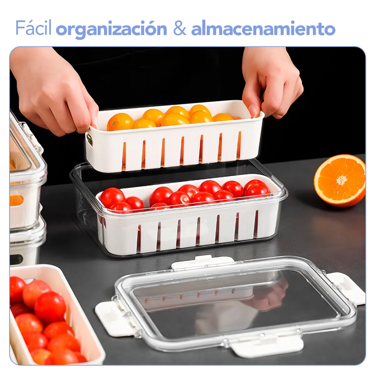 KELLER - Táper Hermético de Alimentos con 2 Divisiones Desmontable Blanco A26