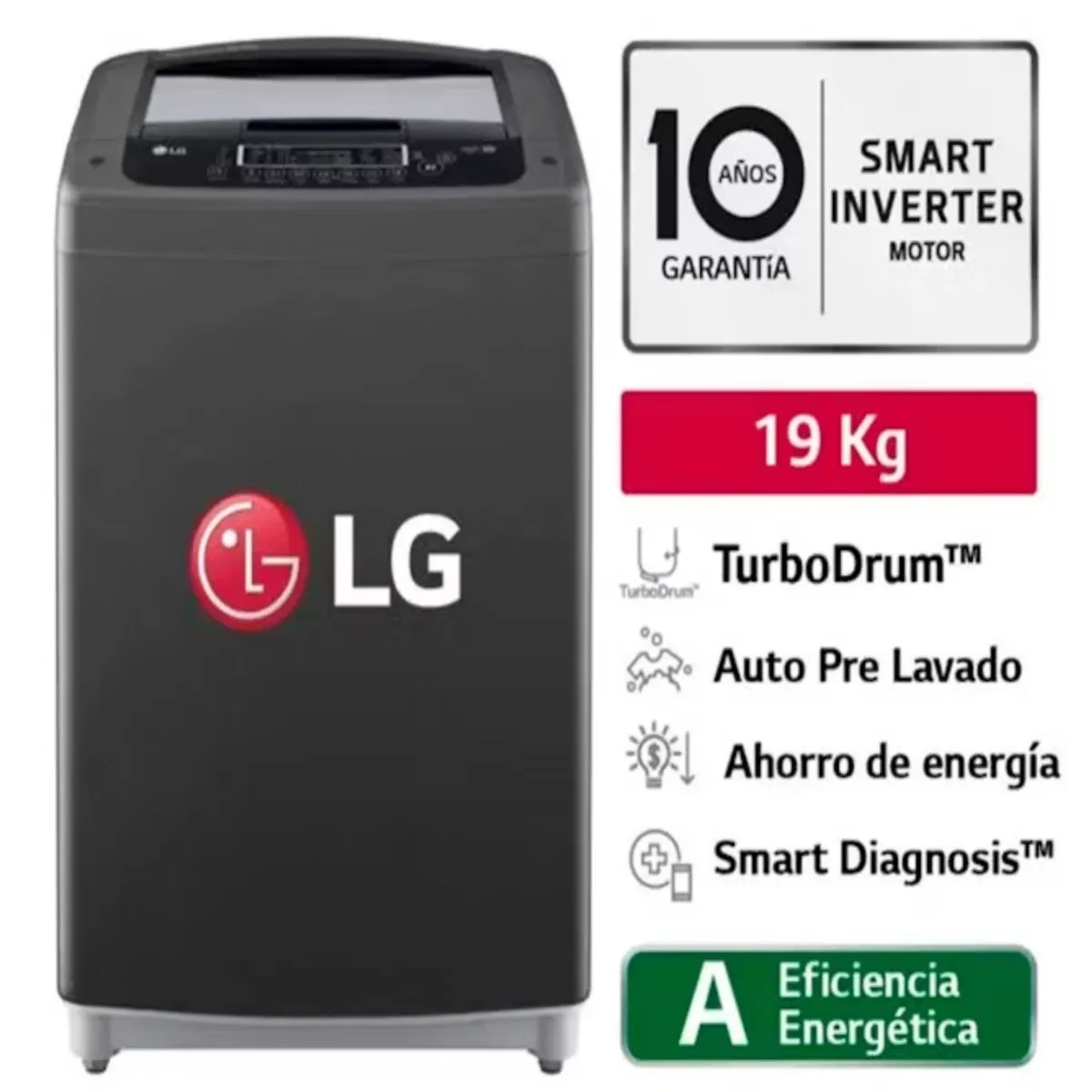 LG - LAVADORA LG CARGA SUPERIOR SMART INVERTER 19KG