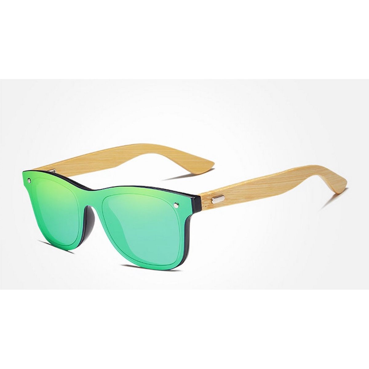 GENERICO - Lentes Espejo Polarking UV400 modelo Wayfarer Bamboo Verde