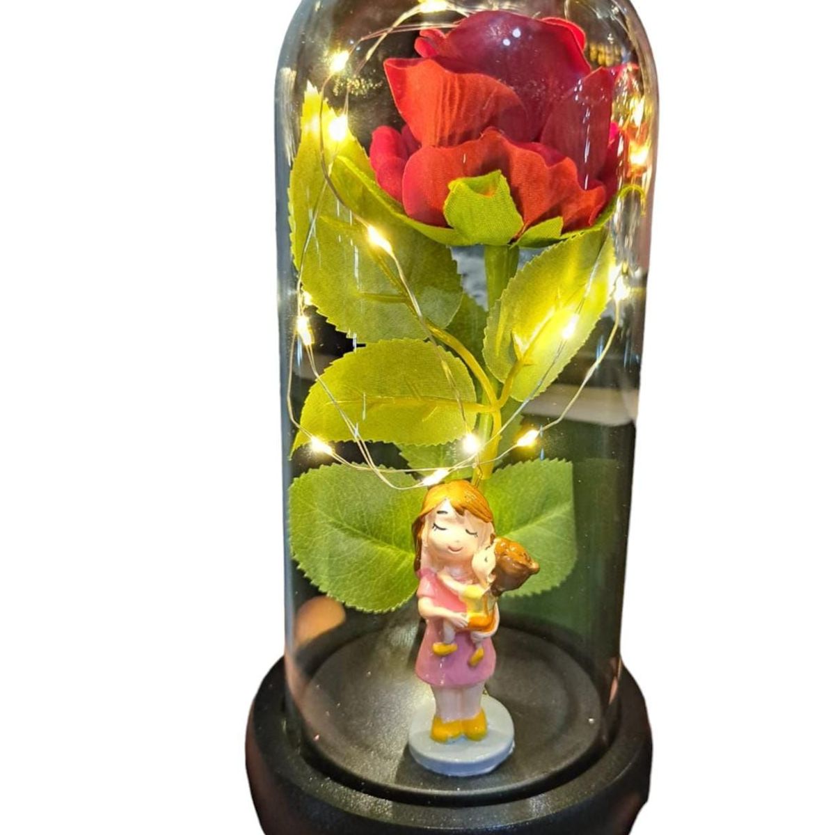 GENERICO - Rosa Eterna Cúpula mamá Similar Rosa Real luz Led rojo