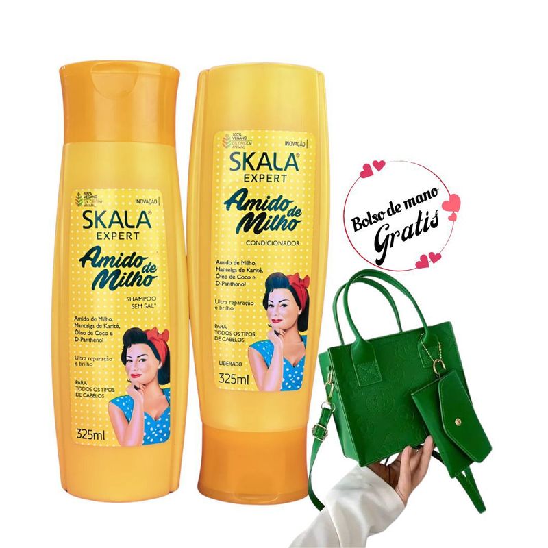 SKALA - Shampoo-Acondicionador Amido De Milho Skala + Cartera De Mano Regalo