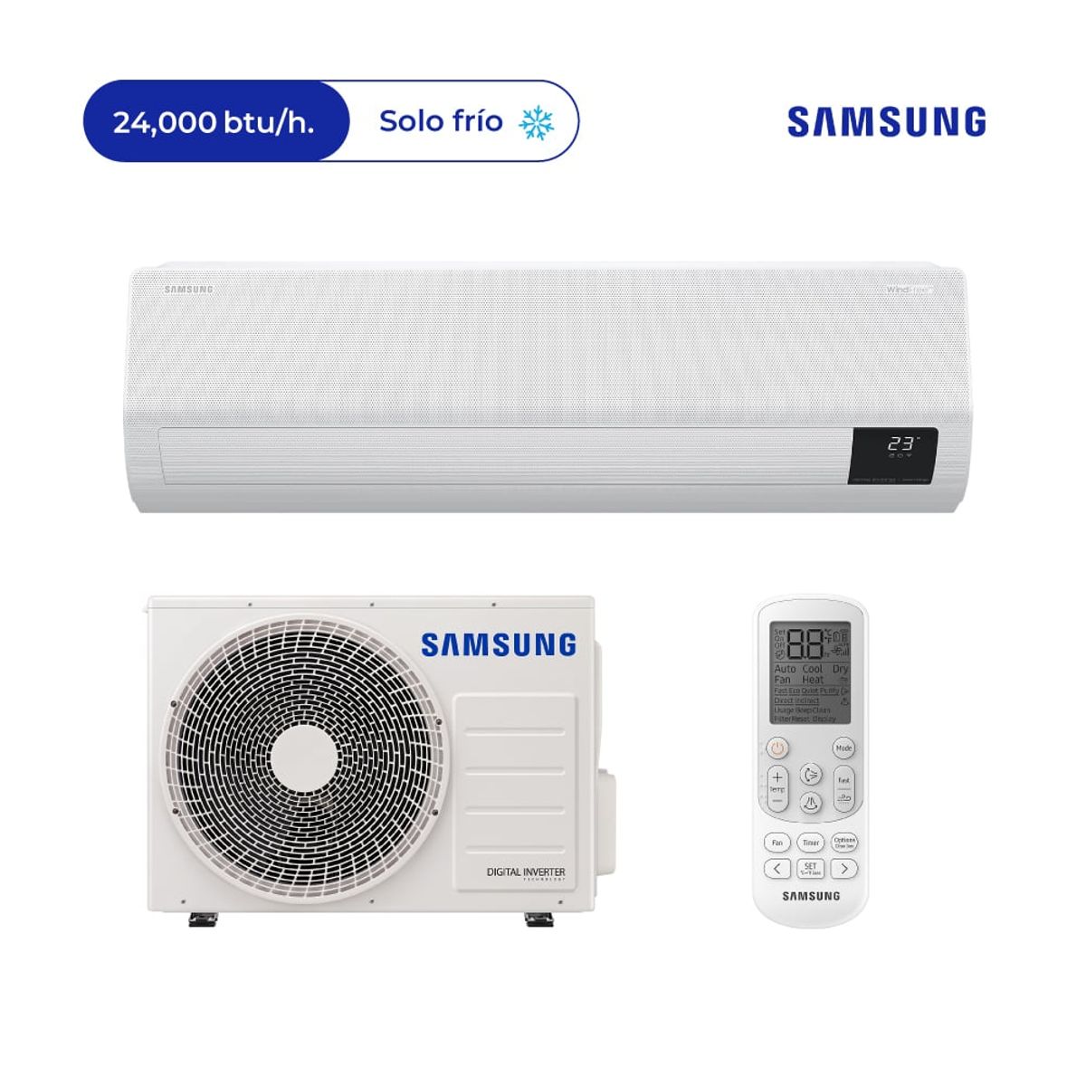 SAMSUNG - Aire Acondicionado Samsung Split Pared Windfree de 24000 BTUH Frío Solo