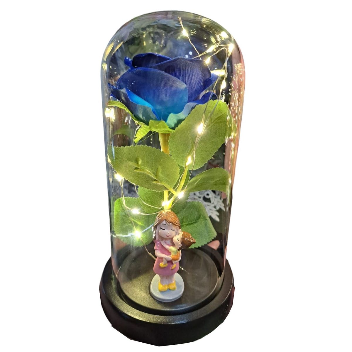 GENERICO - Rosa Eterna Cúpula mamá Similar Rosa Real luz Led azul