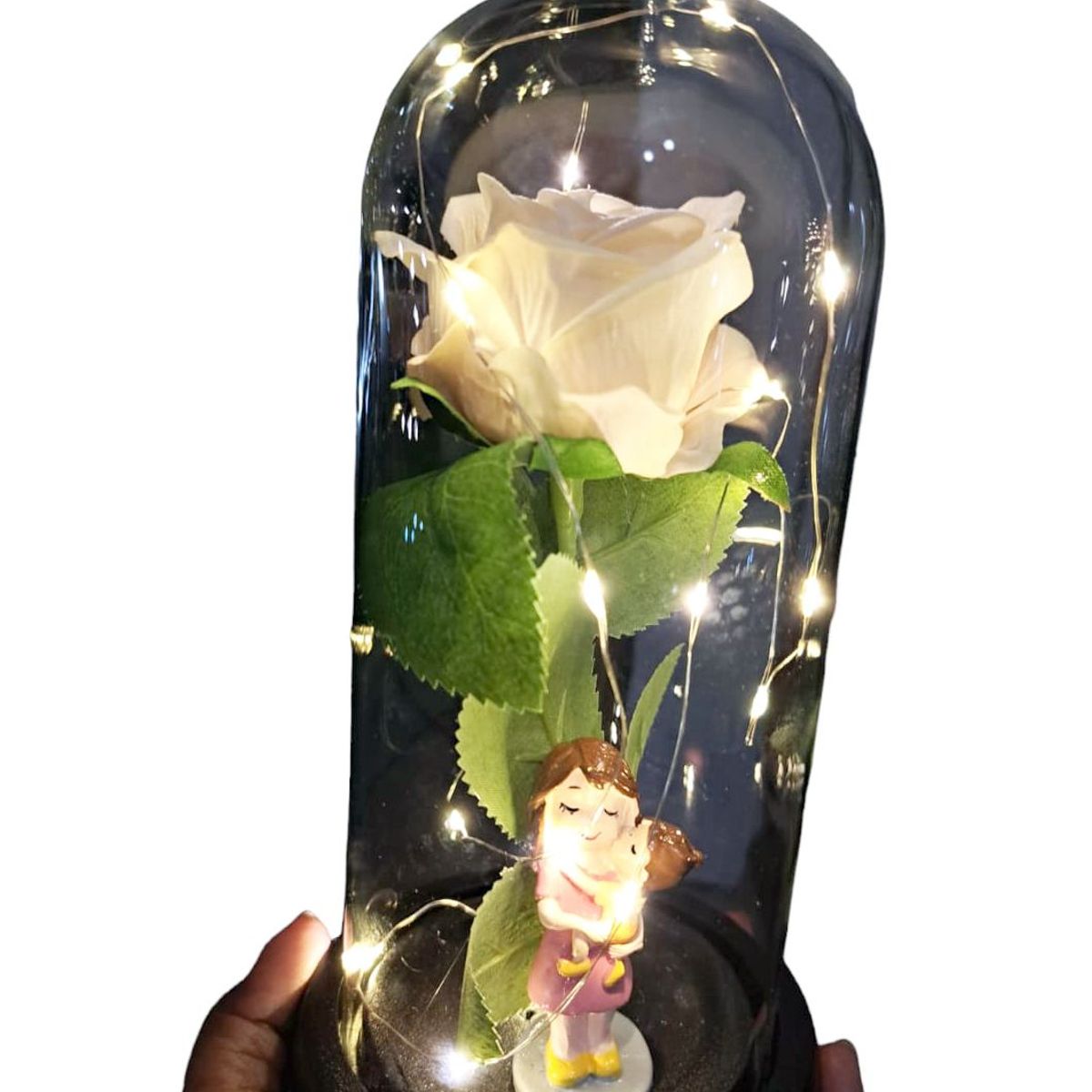 GENERICO - Rosa Eterna Cúpula mamá Similar Rosa Real luz Led blanco