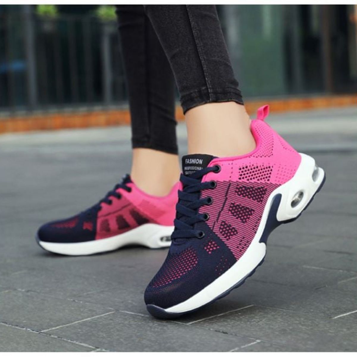 GENERICO - ZAPATILLA PARA DAMA  FASHION PROFESSIONAL FUCSIA - AZUL NOCHE - 813