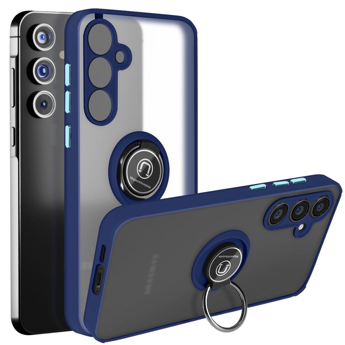 GENERICO - FUNDA CASE PARA SAMSUNG A55 5G AZUL AHUMADO C ANILLO ANTISHOCK