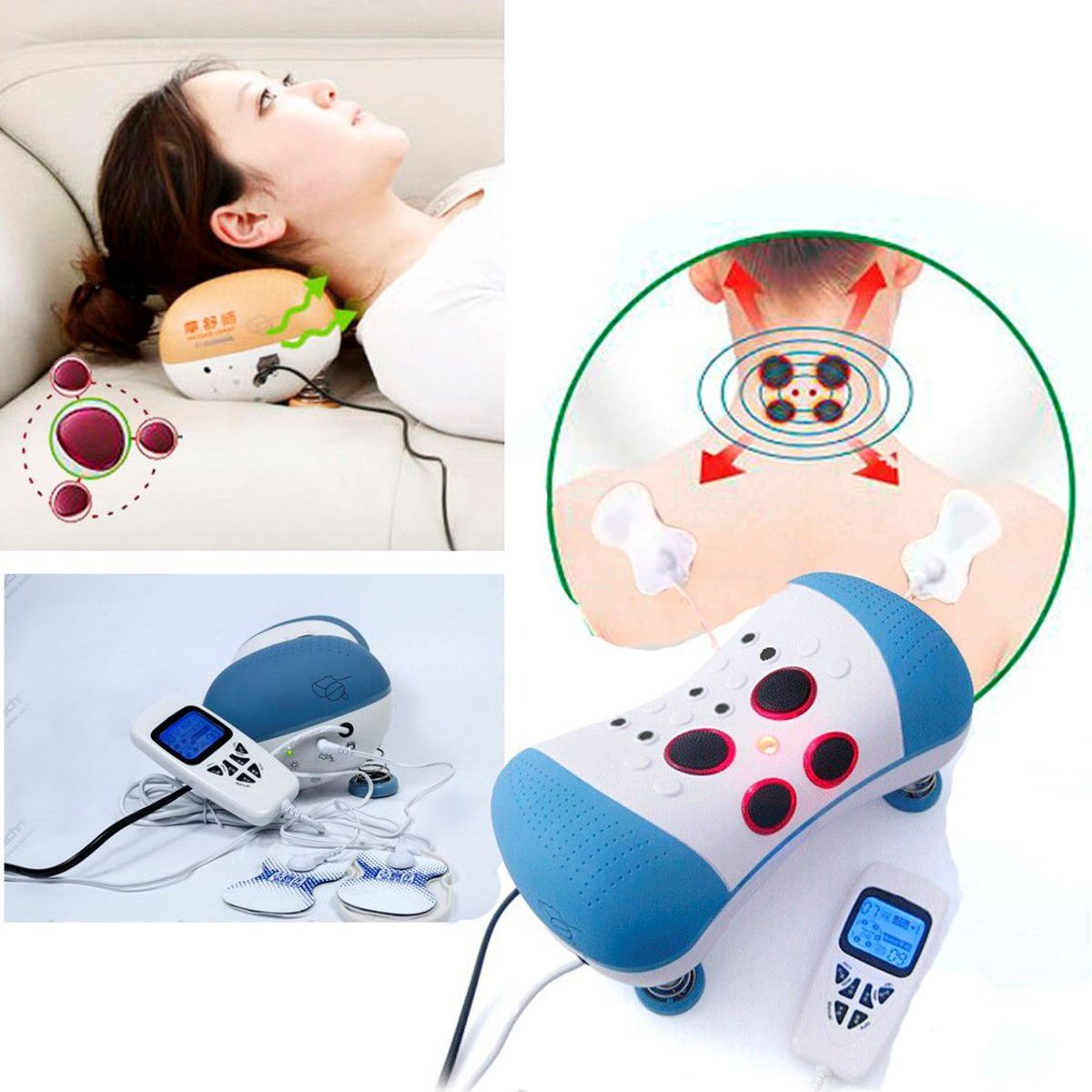 GENERICO - MASAJEADOR CERVICAL MAGNETICO CON INFRAROJO ELECTRODOS CONTROL