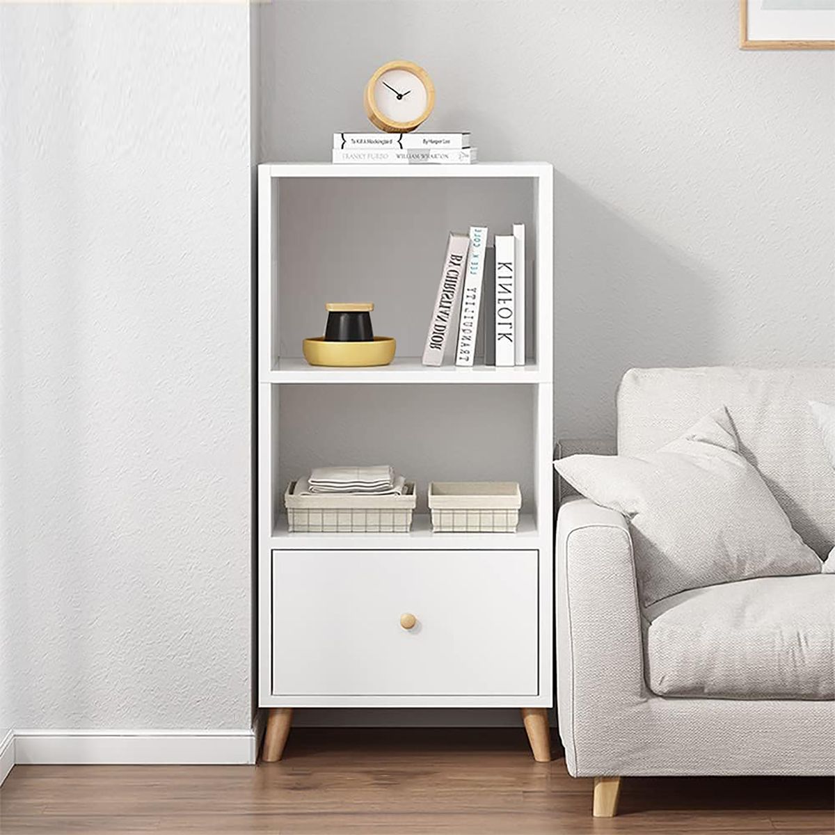 VILLA HOGAR - Estante librero Duna small blanco con gabinete