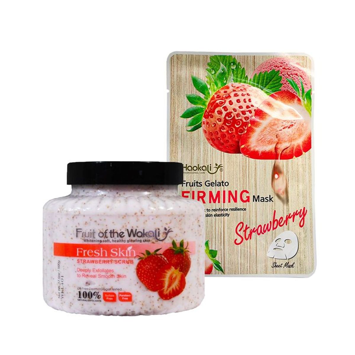 WOKALI - Crema Exfoliante Corporal de Fresa + Mascarilla de Fresa Wokali