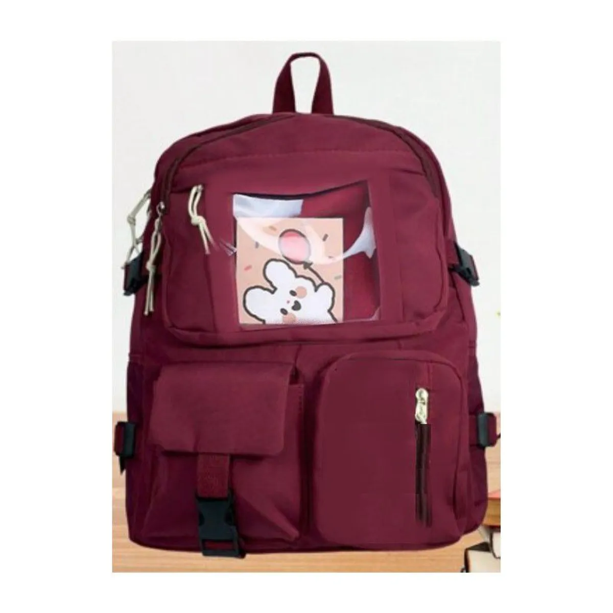 GENERICO - Mochila Multiusos Bolsillo Transparente Kawai