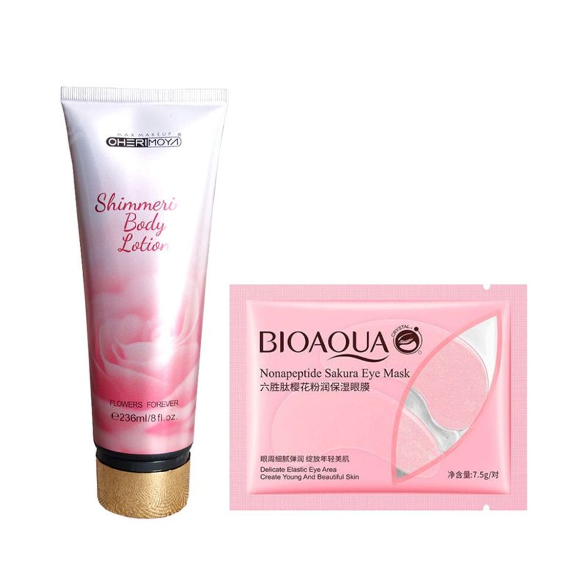 BIOAQUA - Crema Body Lotion Cherimoya + Parches de Ojos Sakura Bioaqua