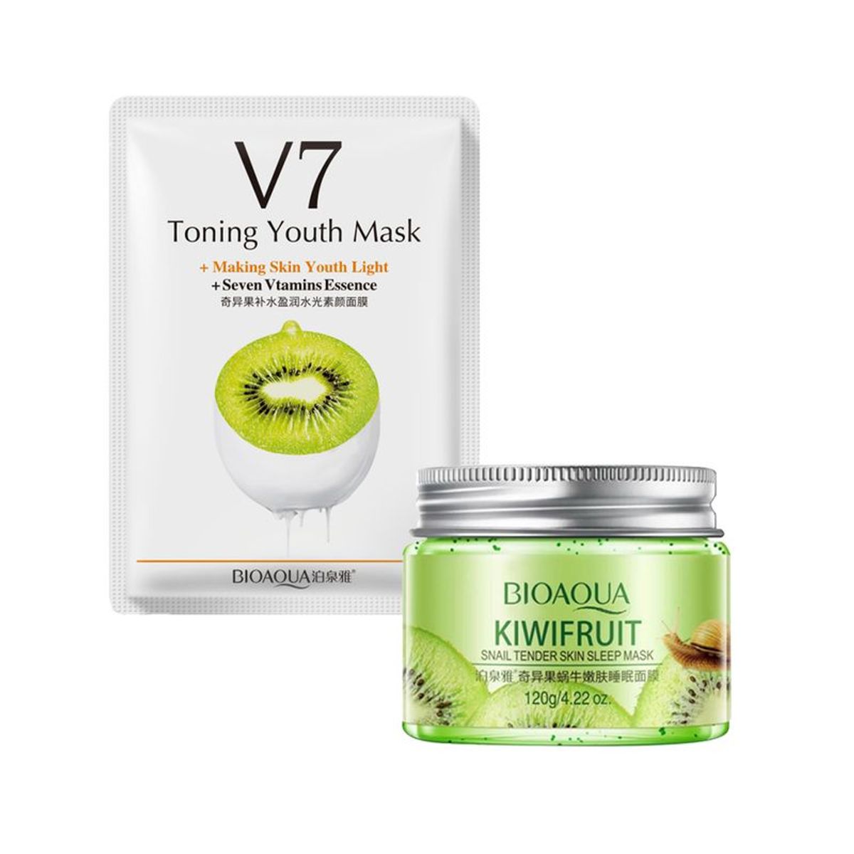 BIOAQUA - Mascarilla Facial de Kiwi + Crema Exfoliante de Kiwi y Caracol Bioaqua