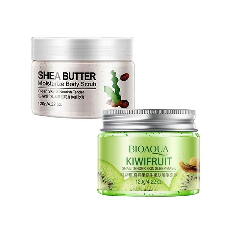 BIOAQUA - Gel Exfoliante de Karite + Mascarilla Facial de Kiwi y Caracol Bioaqua