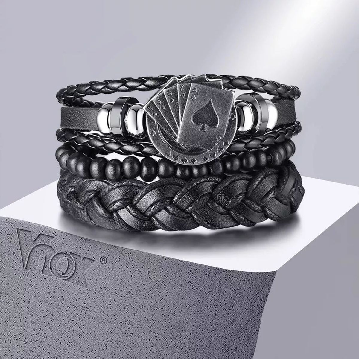 GENERICO - Pulseras de Cuero para Hombres - Poker