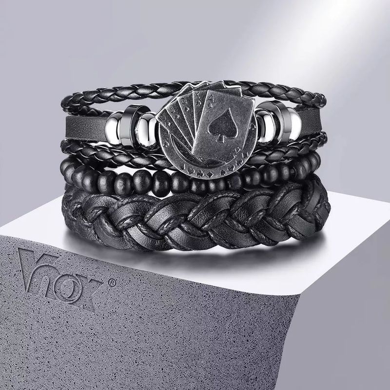 GENERICO - Pulseras de Cuero para Hombres - Poker