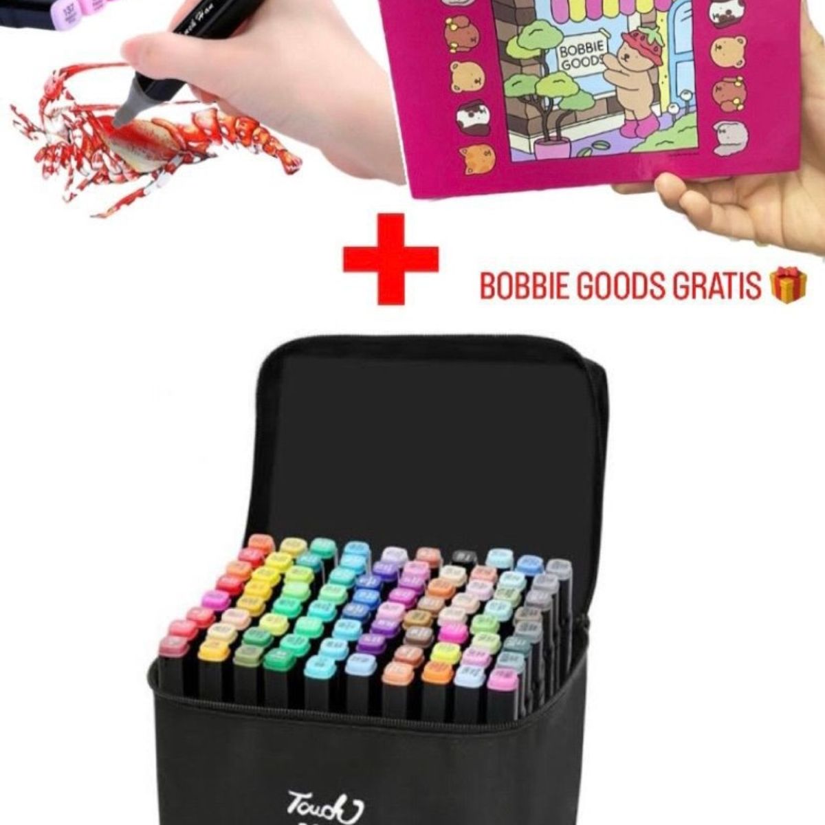 GENERICO - Plumones Touch Set de 80 + Bobbie Goods Libro para colorear