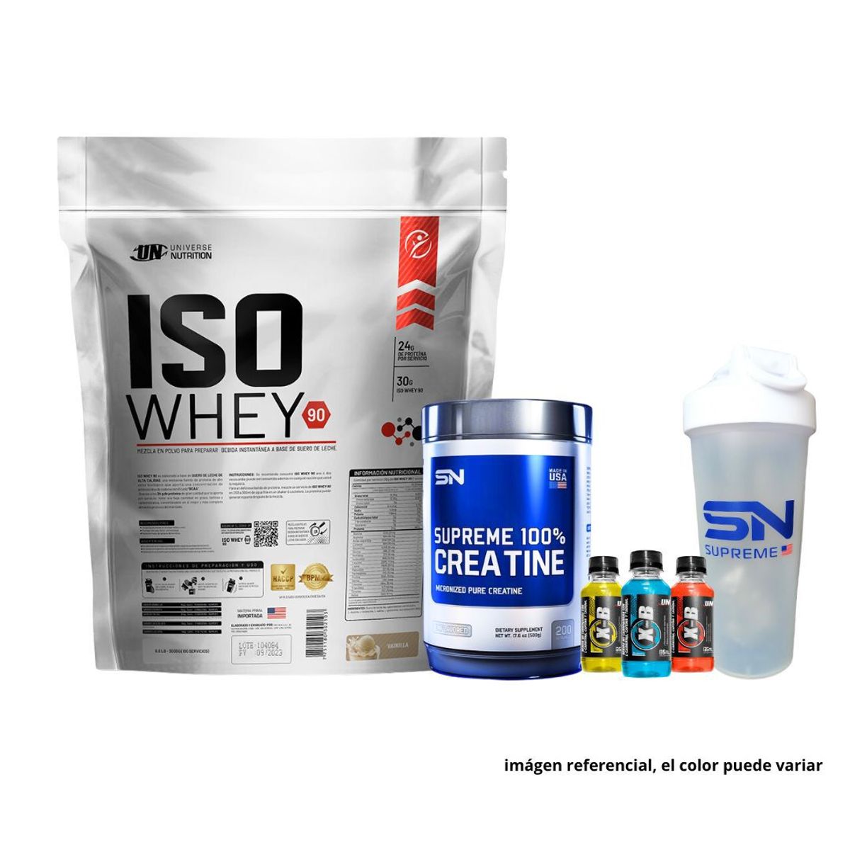 SUPREME NUTRITION - ISO WHEY 90 3KG CHOCOLATE + 100% CREATINE 500 GR + SHAKER