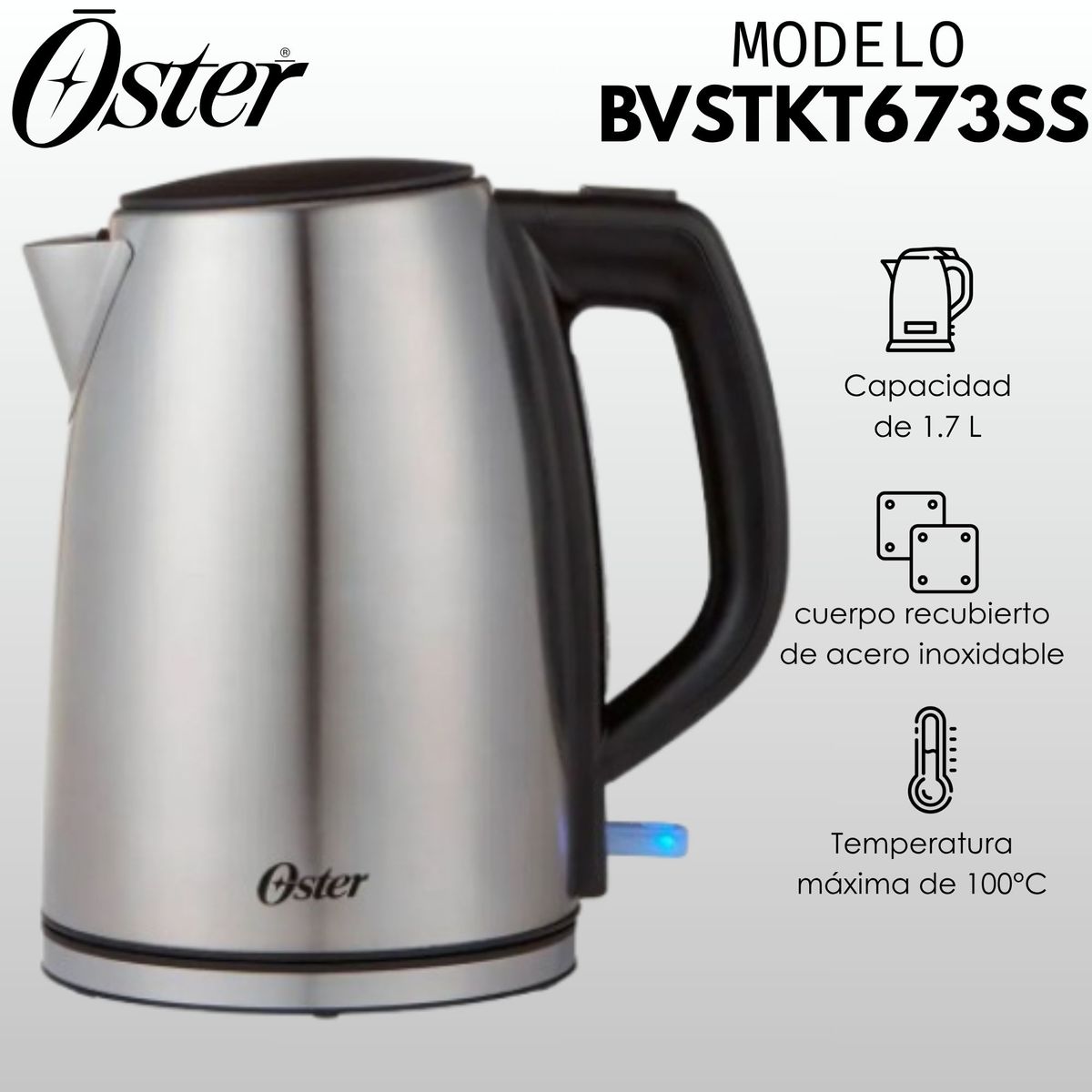 OSTER - Hervidor eléctrico Oster® acero inoxidable BVSTKT673SS