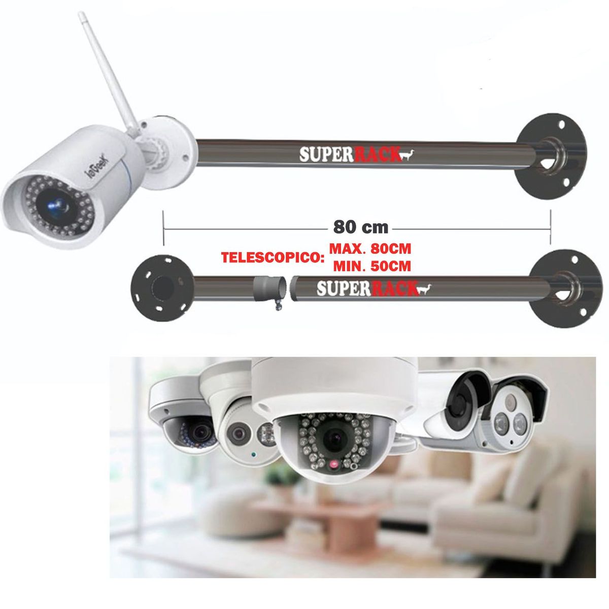 SUPER RACK - Rack Para Cámara de Seguridad Compacta 80 cm de distancia