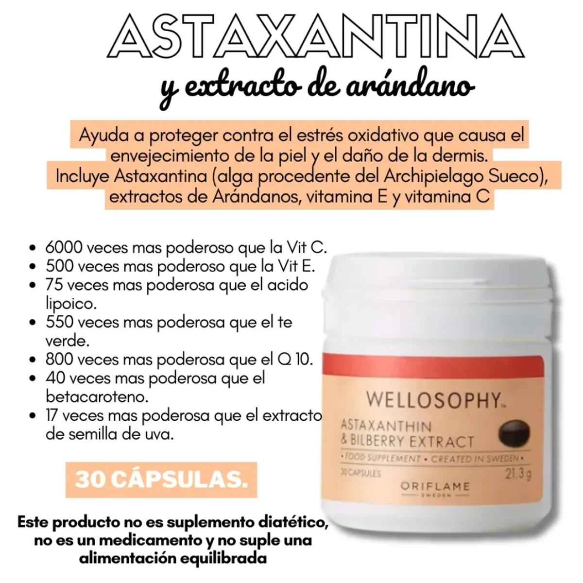 WELLNESS - SUPLEMENTO CON ASTAXANTINA EXTRACTO DE ARANDANOS ORIFLAME - D´HIT