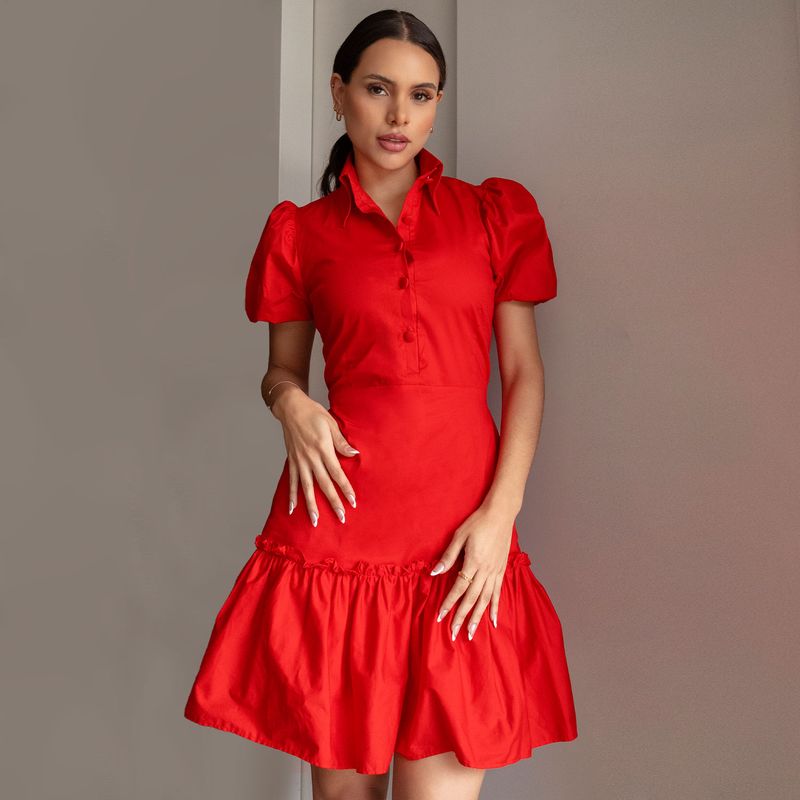 TEILOR - VESTIDO CORTO  FALDA GLOBO CASUAL