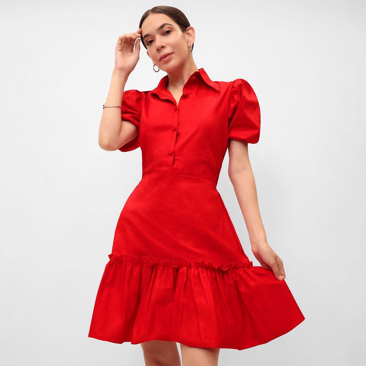 TEILOR - VESTIDO CORTO  FALDA GLOBO CASUAL