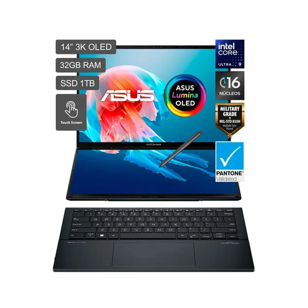 ASUS - Notebook Asus Zenbook Duo 14" touch (doble pantalla) 3K OLED Intel Core Ultra 9 32GB 1TB SSD Windows 11
