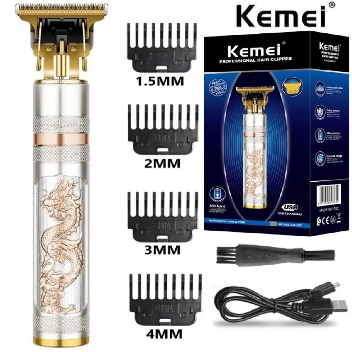 KEMEI - Máquina Cortador de Cabello Barba y Nariz Trimmer KEMEI