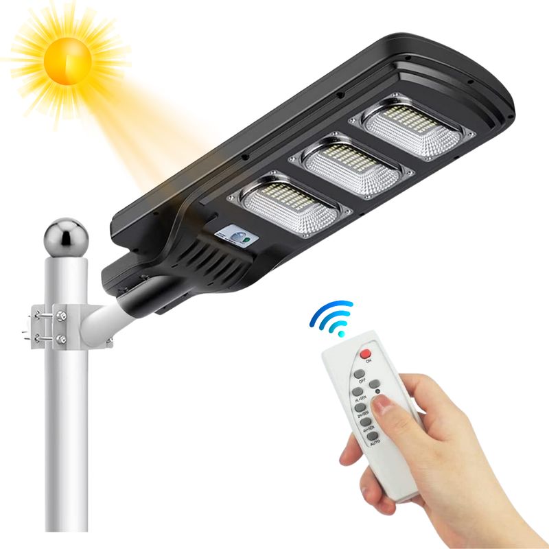 SEISA - Farola Con Panel Solar IP65 Sensor Movimiento Lámpara Luz Led 90w