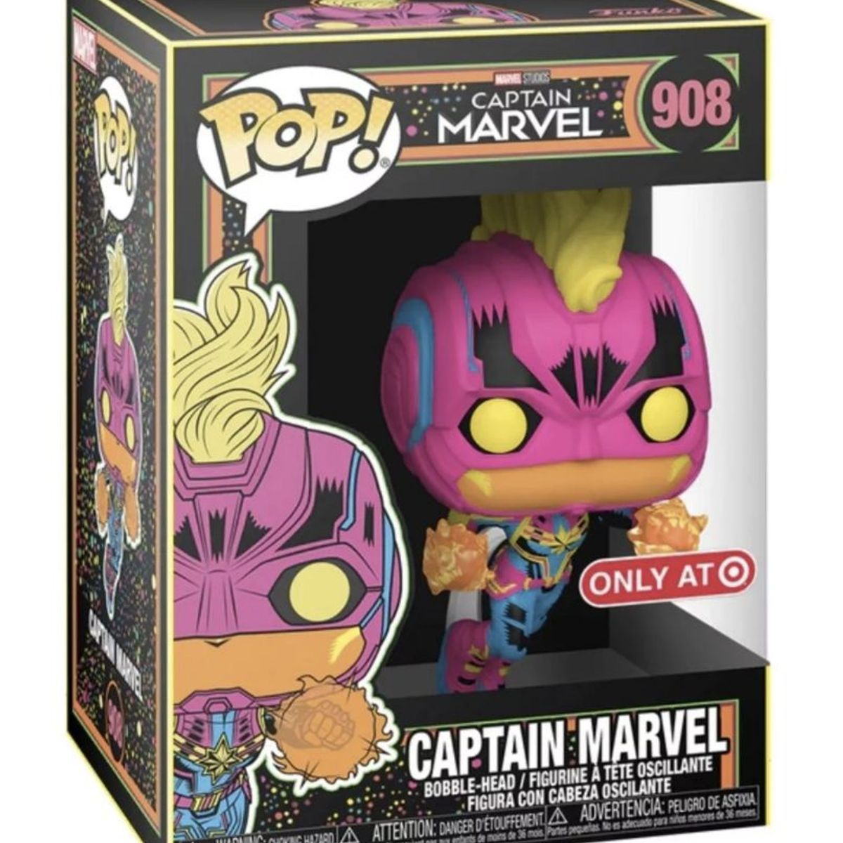 FUNKO - Capitana Marvel Black Light Funko Pop 908 Exclusivo