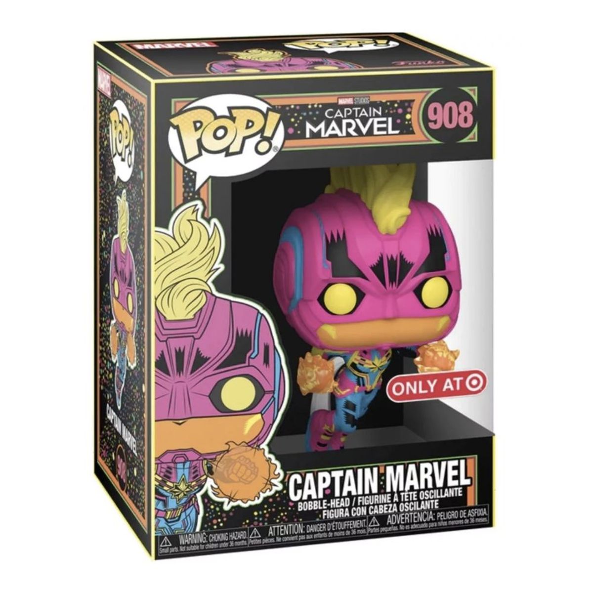 FUNKO - Capitana Marvel Black Light Funko Pop 908 Exclusivo