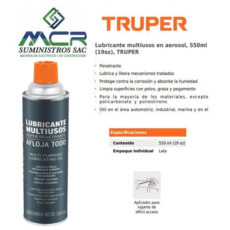 TRUPER - AFLOJATODO 2UND DE Lubricante multiusos aerosol 550ml TRUPER