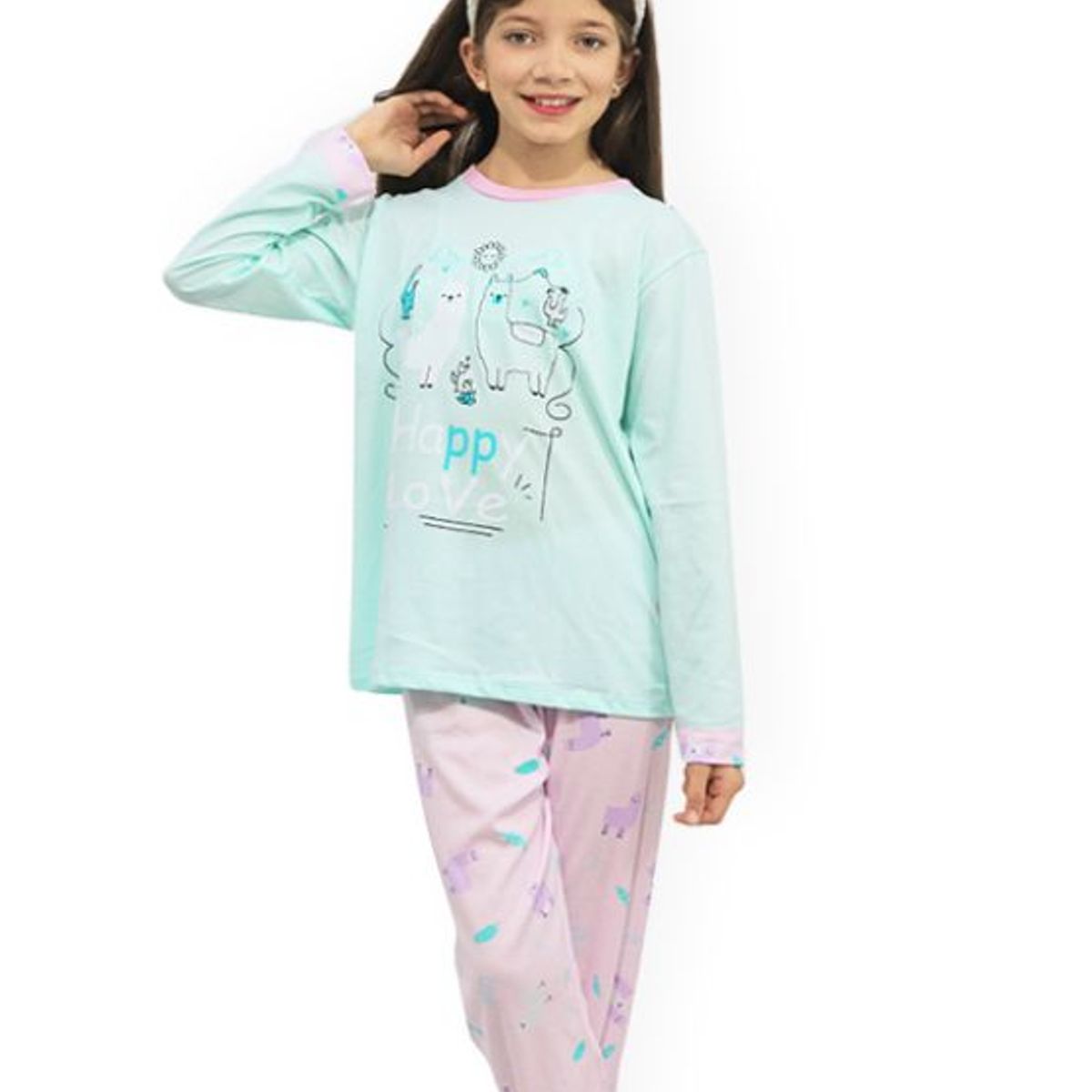 GENERICO - Pijama Niña Algodón Llamita Polo Pantalón Inga Pijamas