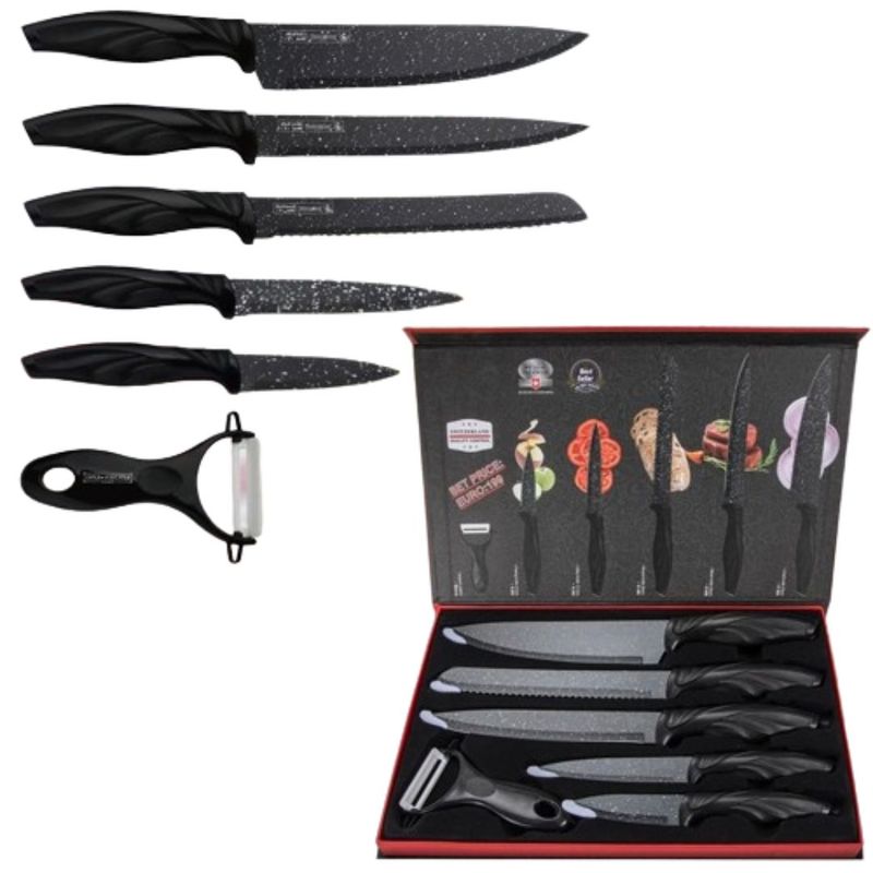 INSPIRA MARKET - Set de cuchillos elegantes diseño grafito negro x6 pzs