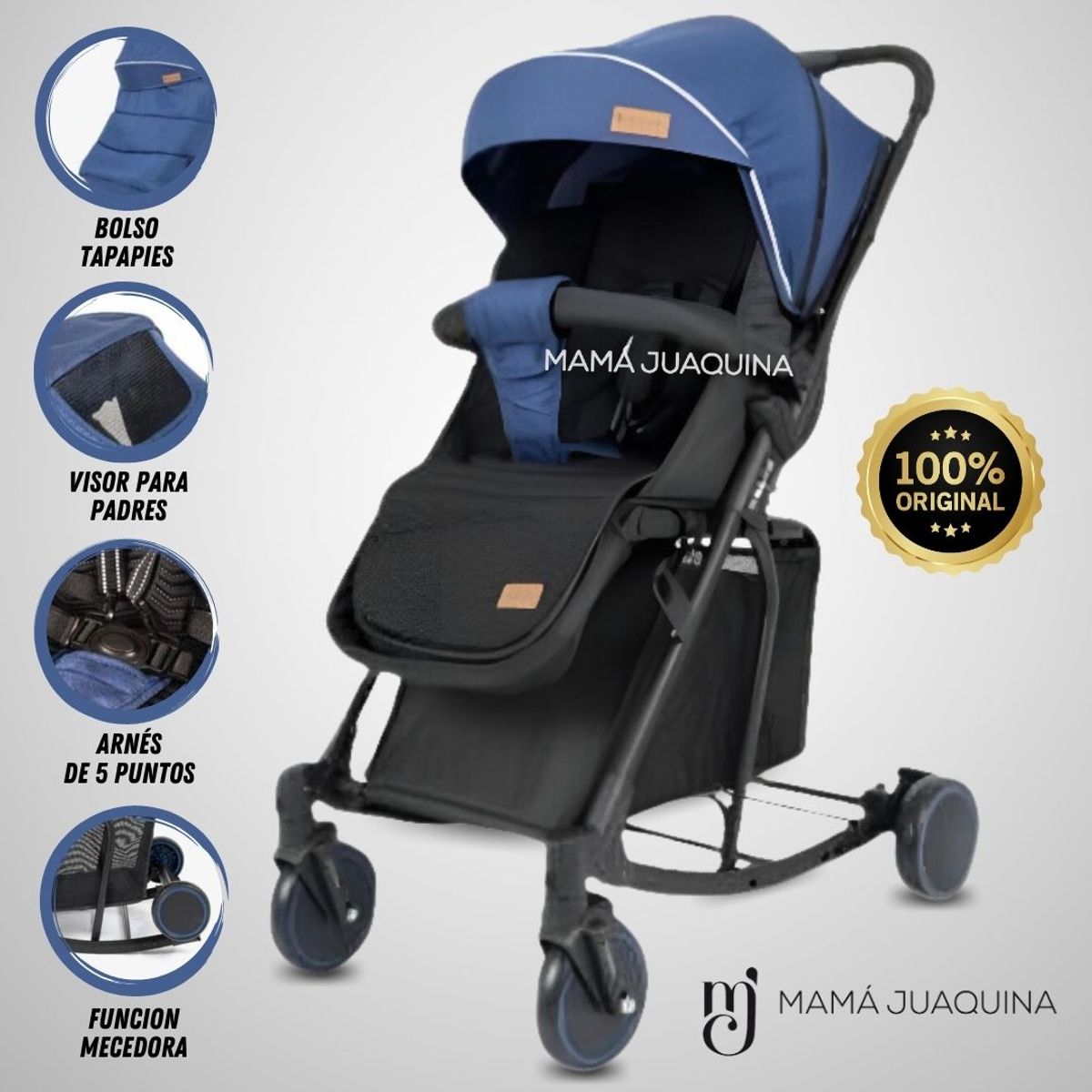 Baby - Coche Mecedora de Lujo «SIDNEY» Blue