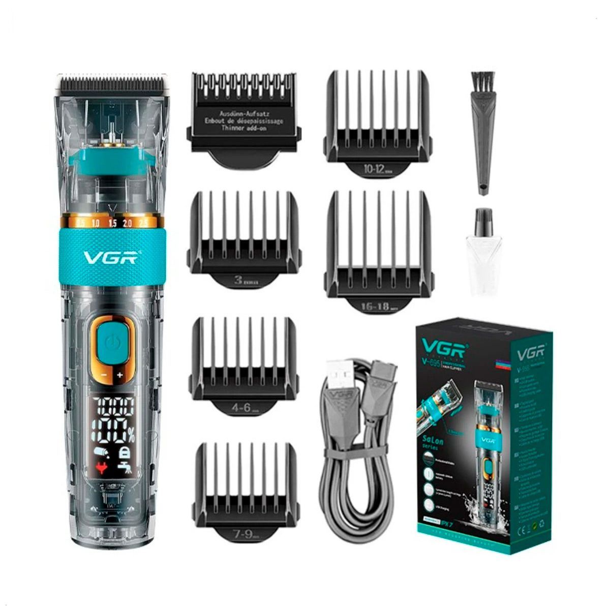 GENERICO - Maquina Cortadora De Pelo Vgr V 695 Digital Transparente Inalambrico