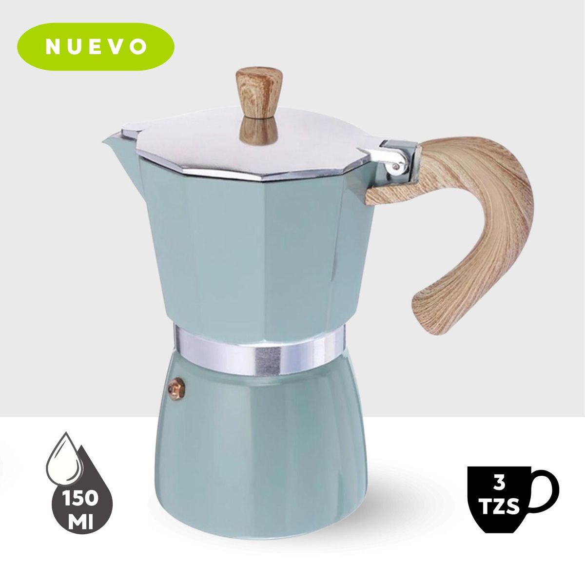 GENERICO - CAFETERA ITALIANA 3 TAZAS CELESTE